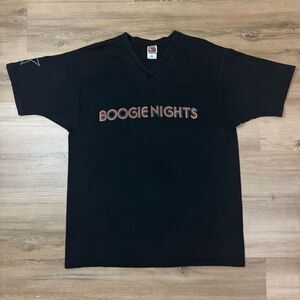 Vintage XL Boogie Nights Graphic Promo Tee Black Rainbow Lettering Made In USA